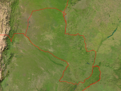 Paraguay Satellite + Borders 1600x1200